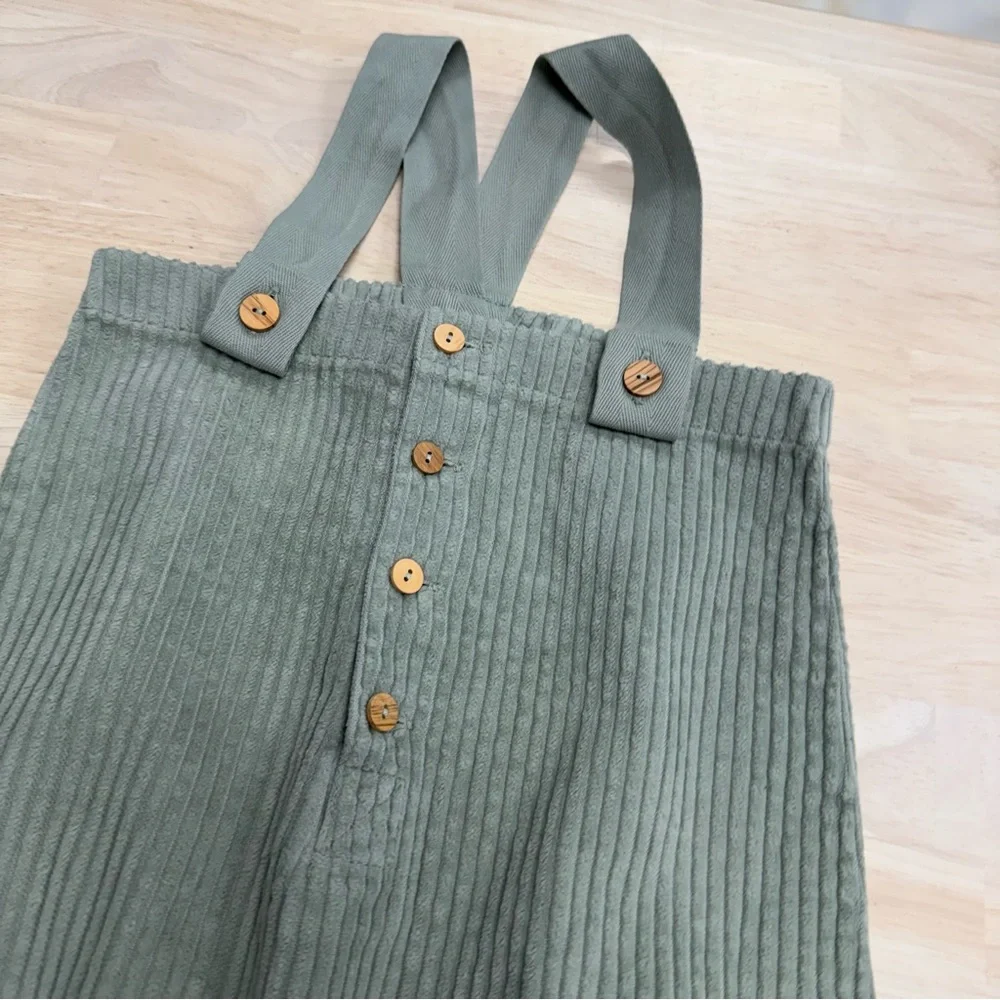 New! Snug green soft cord overalls